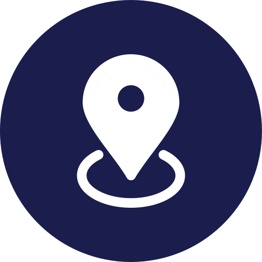 icon of map pin on blue circle